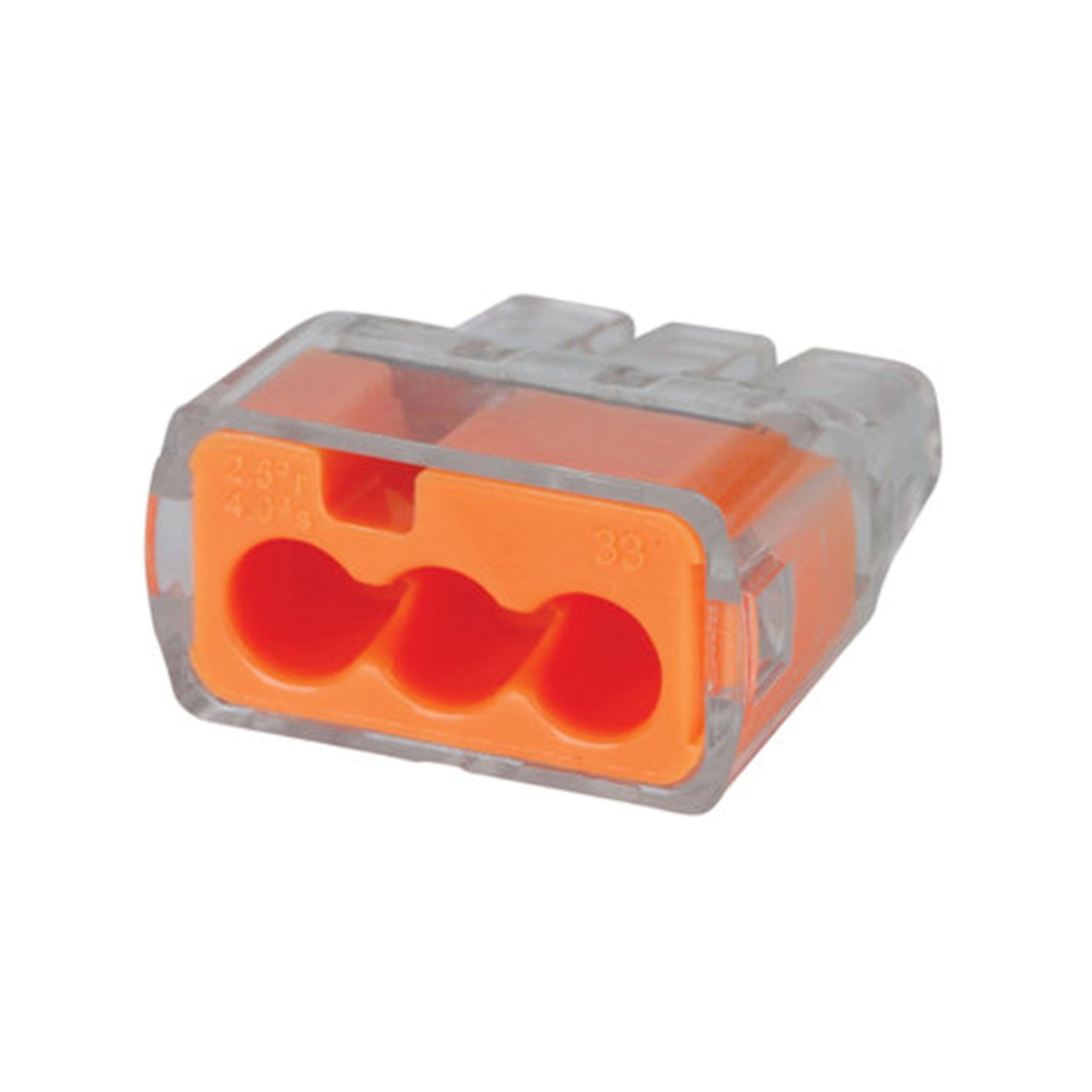 IDEAL, Orange In-Sure® Push-In Wire Connectors 3-Port, Ergonomic design, Low insertion force, UL 94V-2 flame-retardant shell rated at 221°F(105°C), Rated to 600V, Approved for bonding and grounding applications, 30-